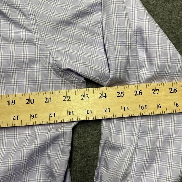 David Donahue Shirt Men's Size 16.5 32/33 Purple Check 100% Cotton Long Sleeve - Picture 6 of 8